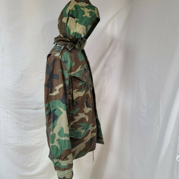 Golden MFG US Army Hooded Woodland Camo Cold Weather Heavy Military Coat Jacket - Picture 4 of 12